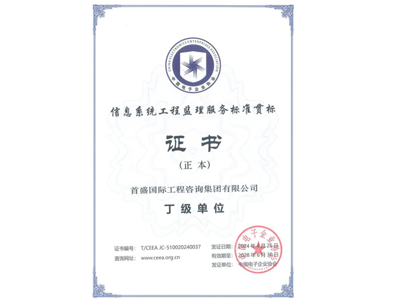 信息系統(tǒng)工程監(jiān)理服務(wù)貫標資質(zhì)